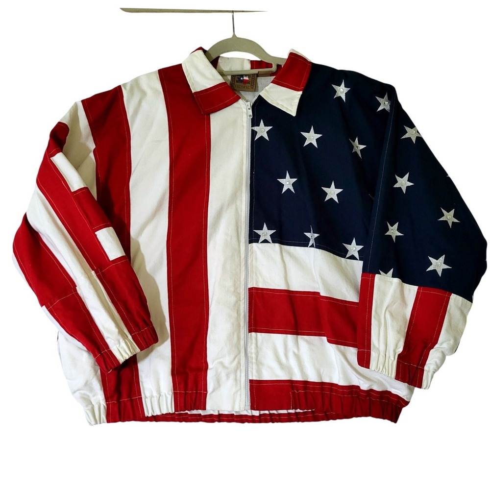 Don't Mess With‎ Texas Jean Jacket Usa Flag Mens M Patriotic Stars Stripes Denim